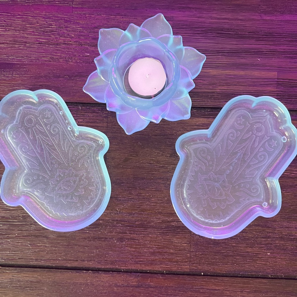 Handmade key tray and candle holder GLOWS IN THE DARK!!